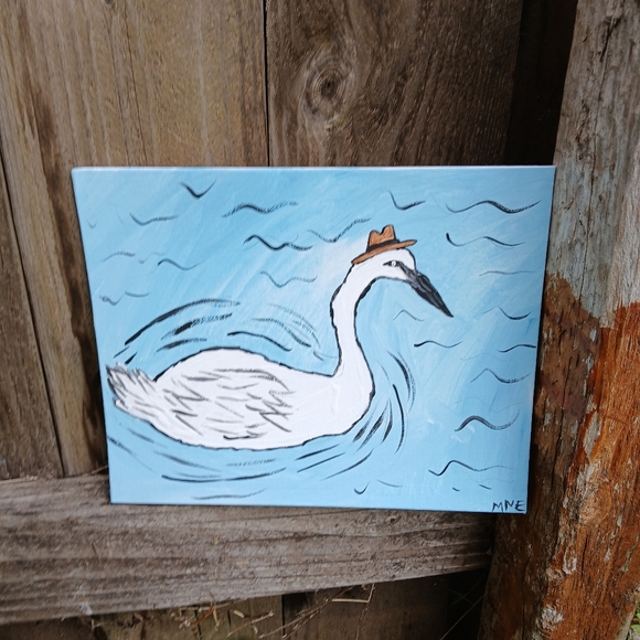 Swan with Hat Canvas Art Original Art - Picture 4 of 12